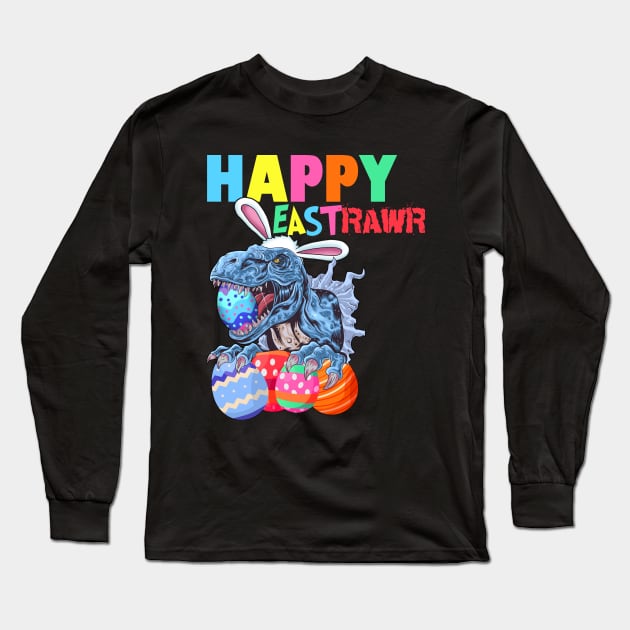 Easter Bunny Dinosaur Egg Hunt Boys Girls Easter Sunday Egg Hunting Costume Long Sleeve T-Shirt by Bezra